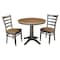 International Concepts Round 36 in Rd Extension Dining Table, 2 RTA Chairs, Hickory/Washed Coal, 36 W, 48 L, 30.1 in H, Wood K45-36RXT-27B-C617-2 - alternate 1
